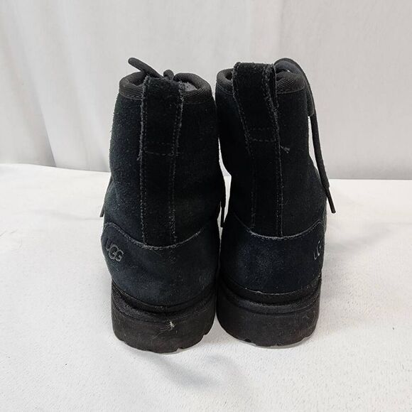 UGG Harkley Black Suede Chukka Ankle Boots, Mens US 11 Lace-Up Fleece Lined - Picture 4 of 8